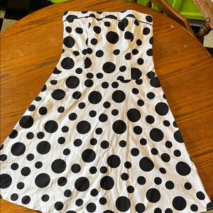 Teeze Me Strapless Black and White Polka Dot Dress M/L size 9
